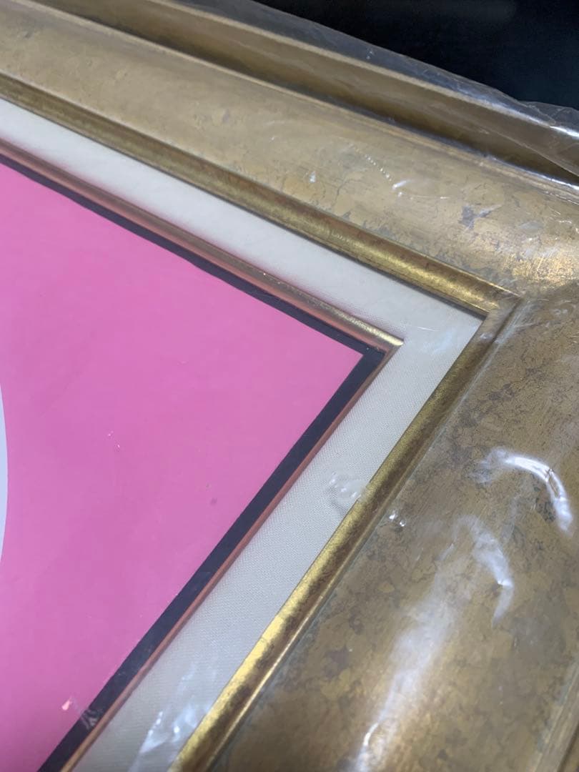 ビヨンヴィンブラッド　大型ゴールド額ビンテージシルエットピンク少女横顔額装！