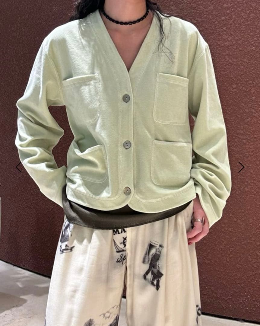 今期2026春夏<6（ROKU）＞ベロア カラー カーディガン