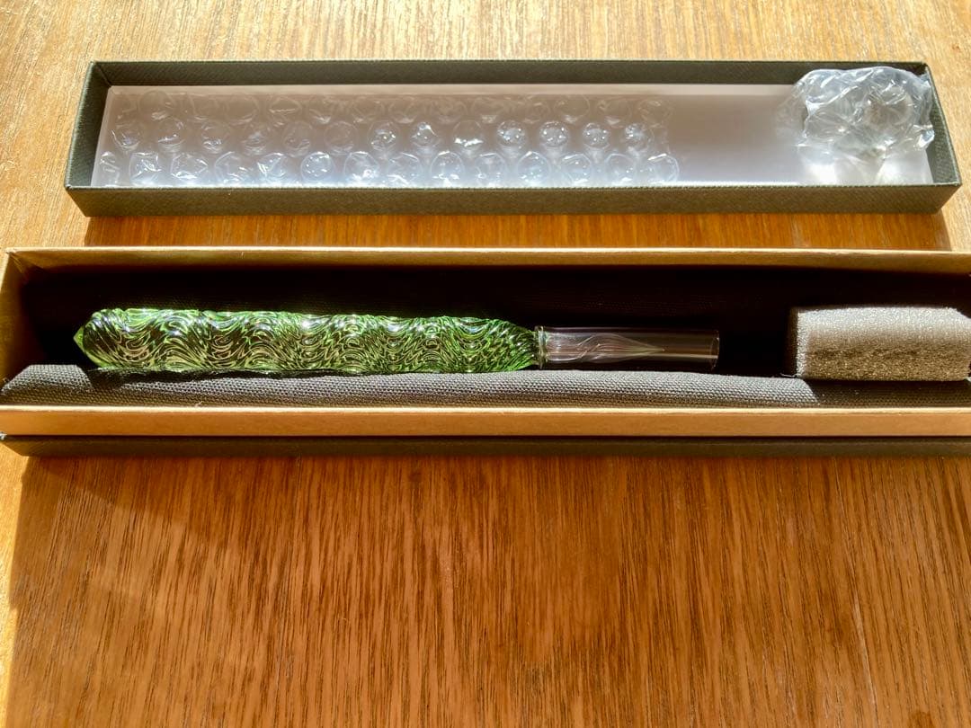 【縁起物】HASE硝子工房 ガラスペン 流水ショート SDグリーン 特典あり