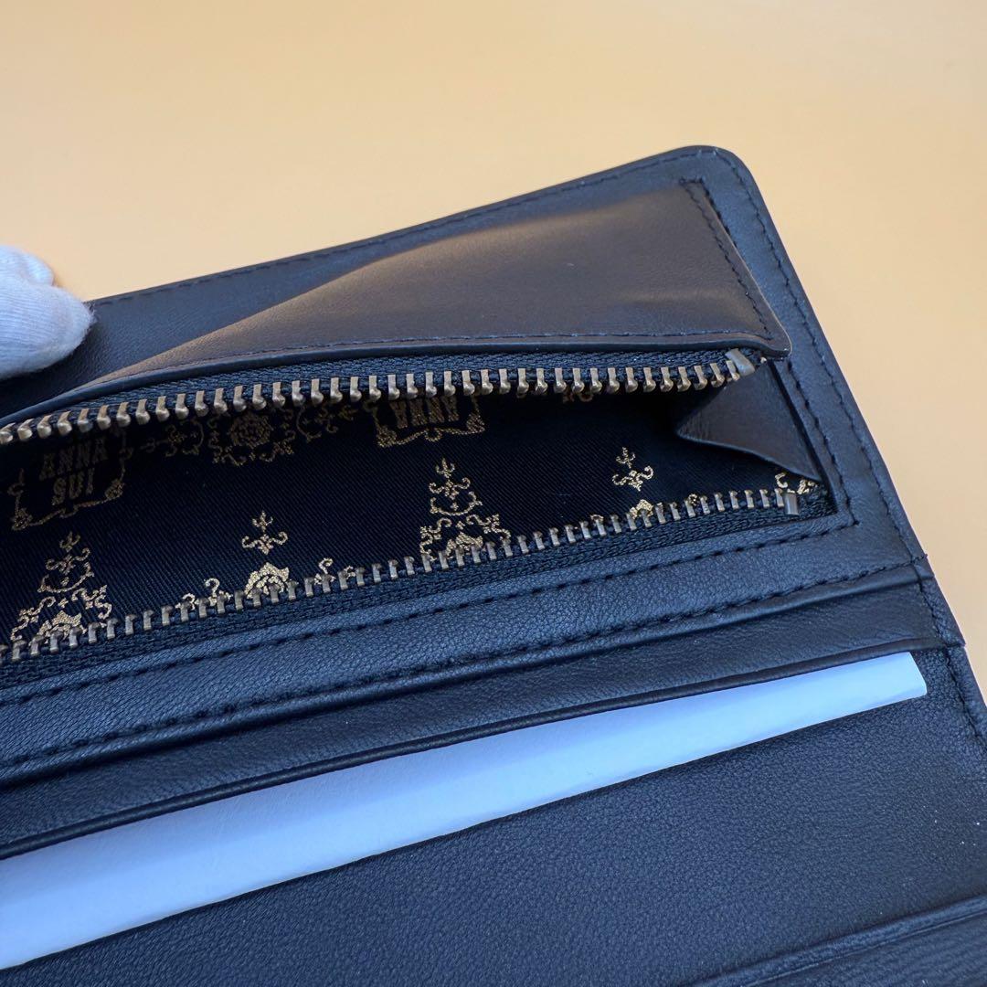 【新品】ANNA SUIロジェ財布★アナスイ薄マチコンパクト長財布ブラック