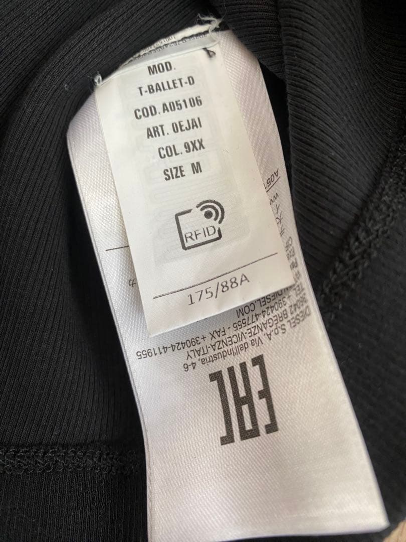 まの様宛 DIESEL T-BALLET-D ブラック M 長袖カットソー