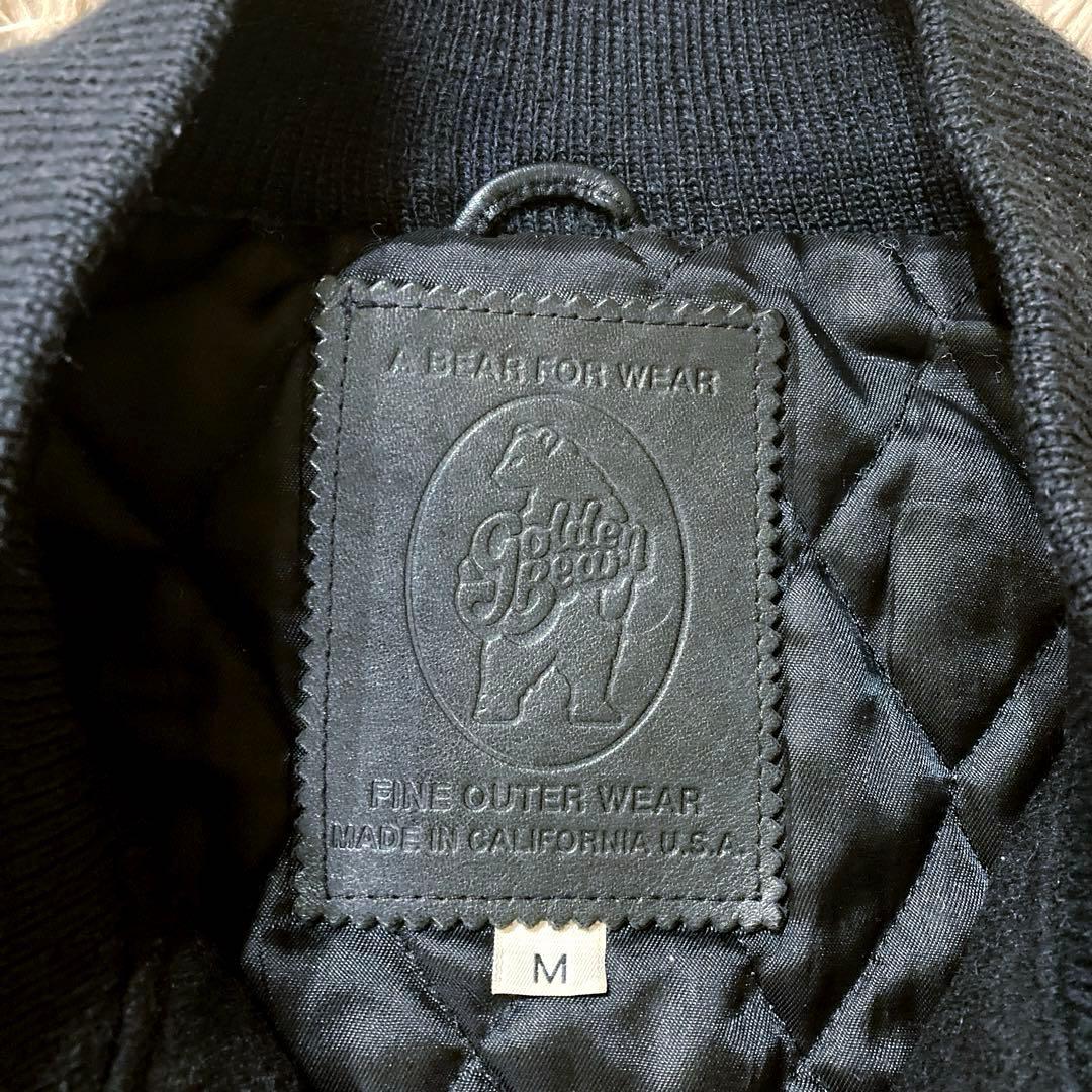 90’s ビンテージ Golden Bear スタジャン 袖レザー ブラック