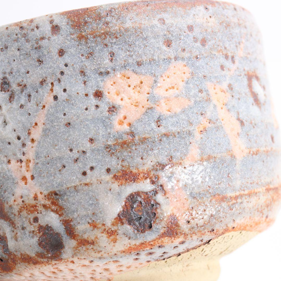 人間国宝 加藤唐九郎作 志野茶碗 茶道具 仕覆付 共箱共布　M662　N5