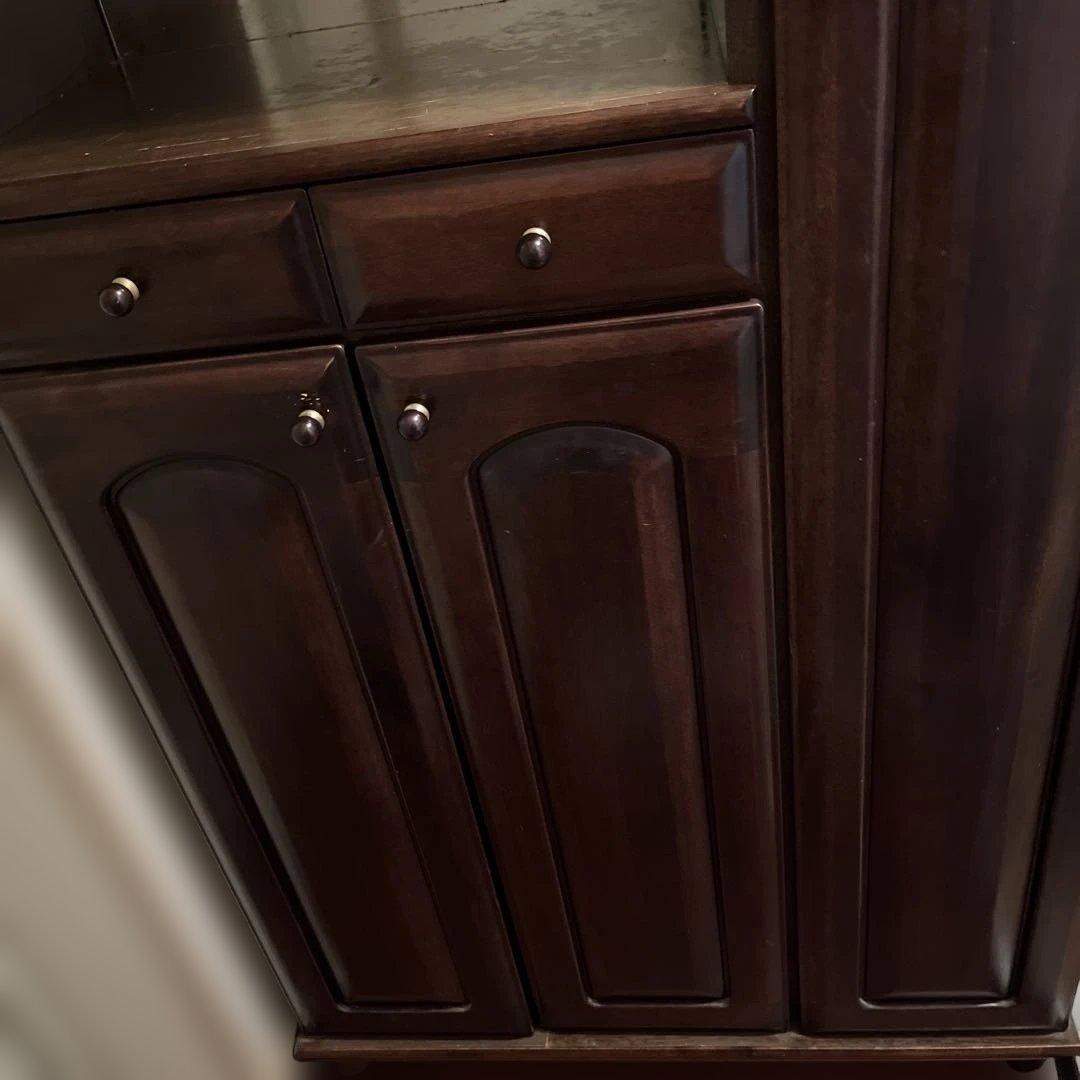 木製ダークブラウン下駄箱引き出し付き