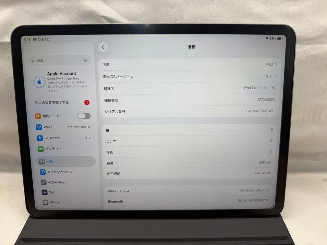 ipad pro 11インチ256gb キーボード+ペンシル
