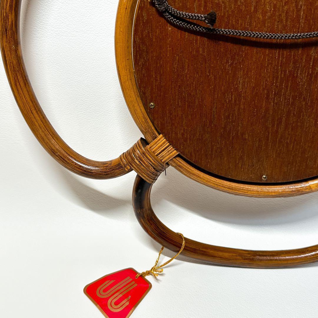 【タグ付き未使用】カザマ Kazama ウォールミラー ラタン 藤 壁掛け 鏡