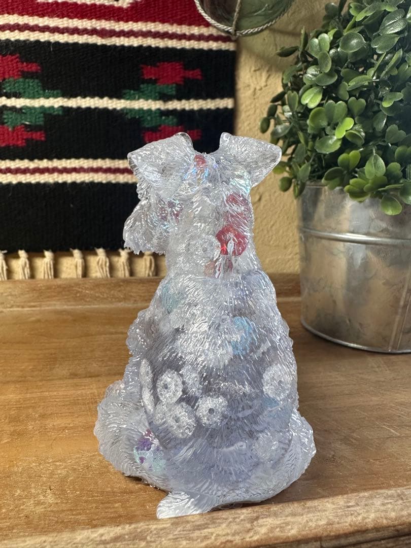 ミニチュアシュナウザー　クラッククォーツ　オーロラ水晶