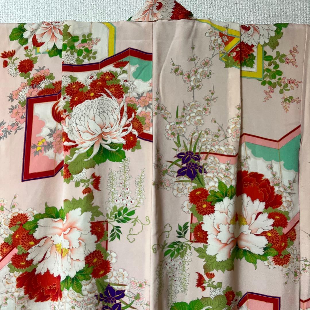 七五三　ハーフ成人式　ピンク　正絹　アンティーク　大正ロマン　花柄