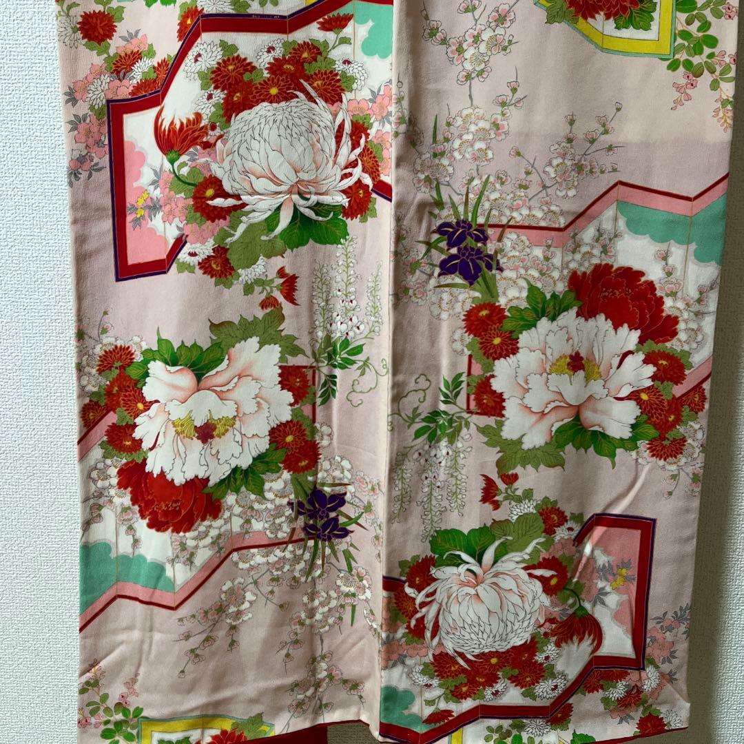 七五三　ハーフ成人式　ピンク　正絹　アンティーク　大正ロマン　花柄