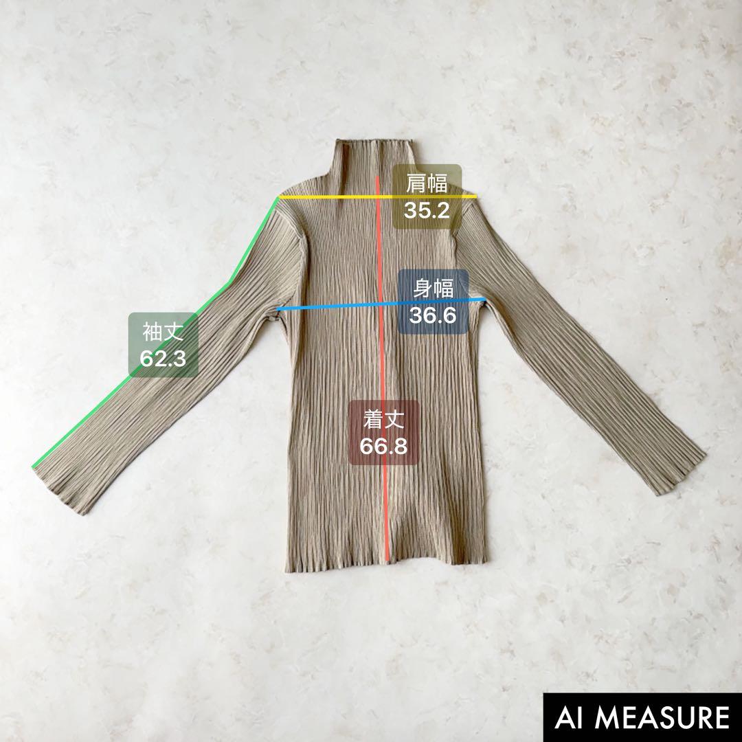 美品✨ISSEY MIYAKE プリーツ タートルネックカットソー ベージュ L