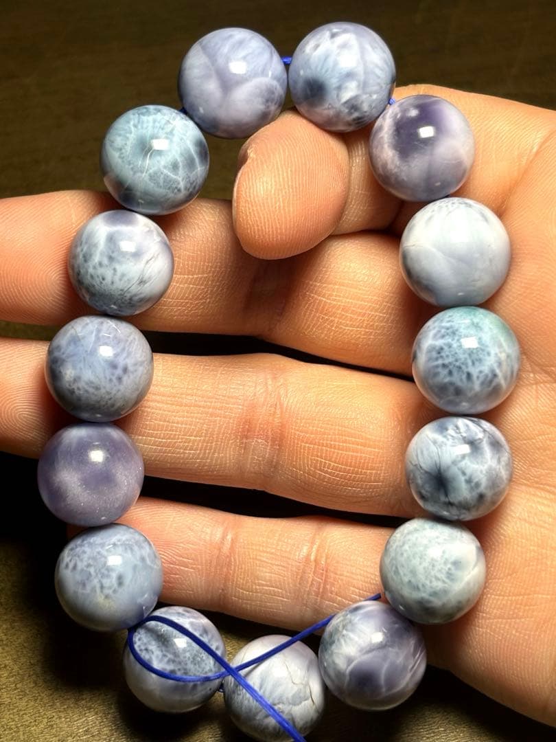パープルラリマー　ブレス13.6〜14.2㎜大玉（新品未使用）高品質幻のラリマー