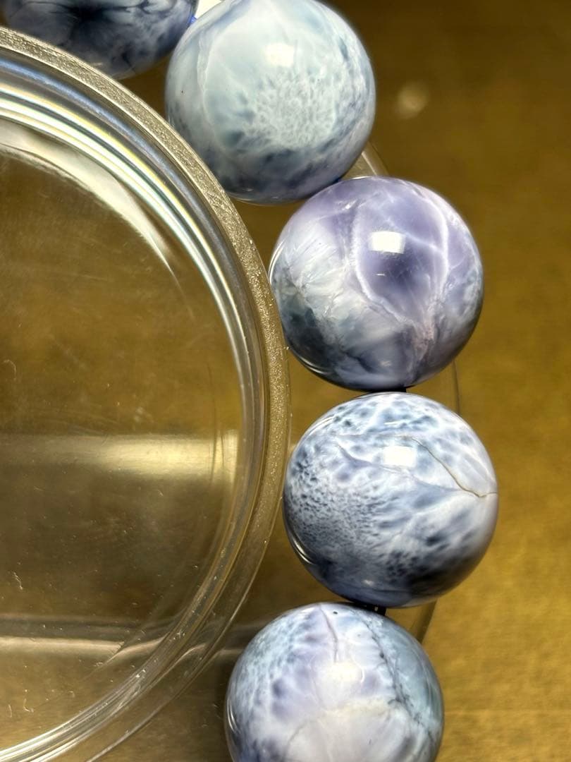 パープルラリマー　ブレス13.6〜14.2㎜大玉（新品未使用）高品質幻のラリマー