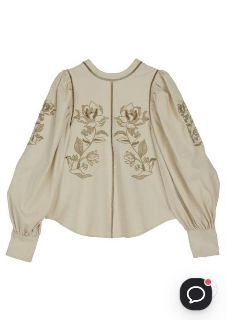 トップス amerivintage PUFF EMBROIDARY LACE BLOUSE