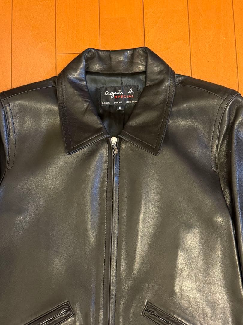 アニエスベー ラムレザー ライダースジャケット フランス製　サイズ0