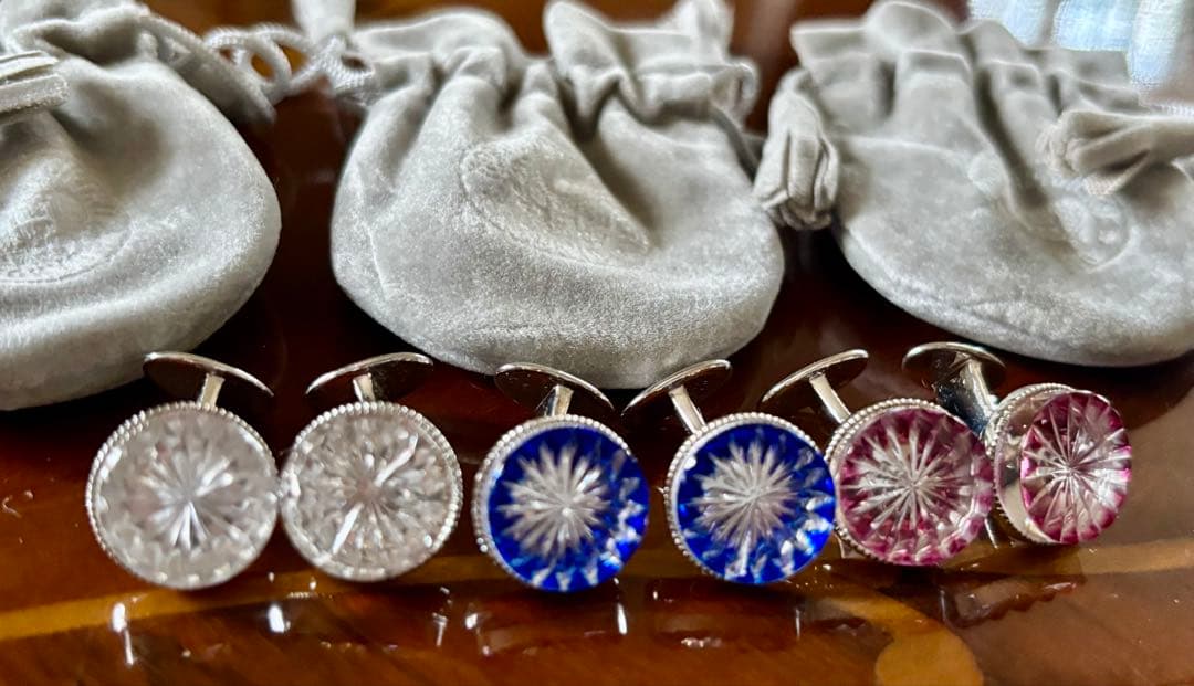 ♡】堀口切子　カフリンクス　透明のみ