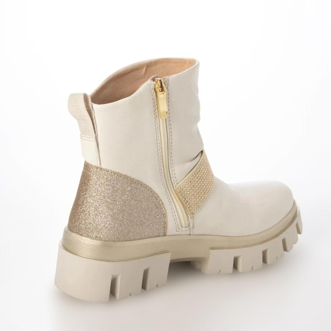 bussola 本革ホワイトブーツ ゴールドアクセント24.5