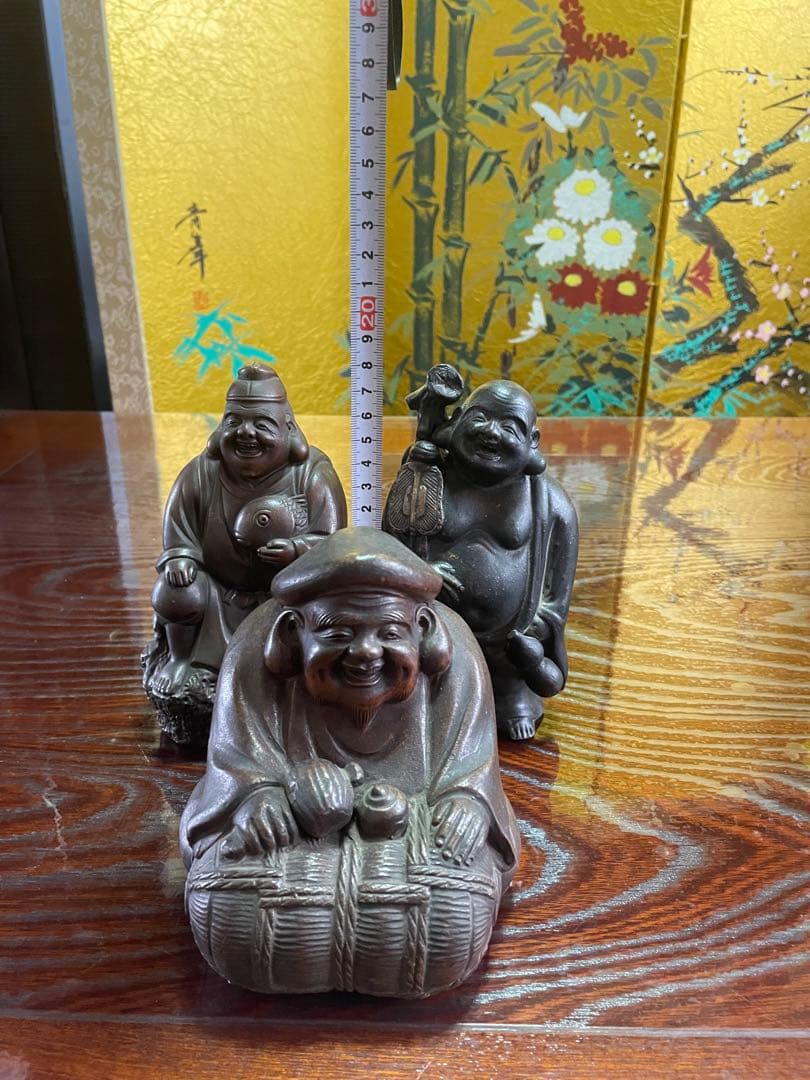 備前焼　大黒、布袋、恵比寿セット