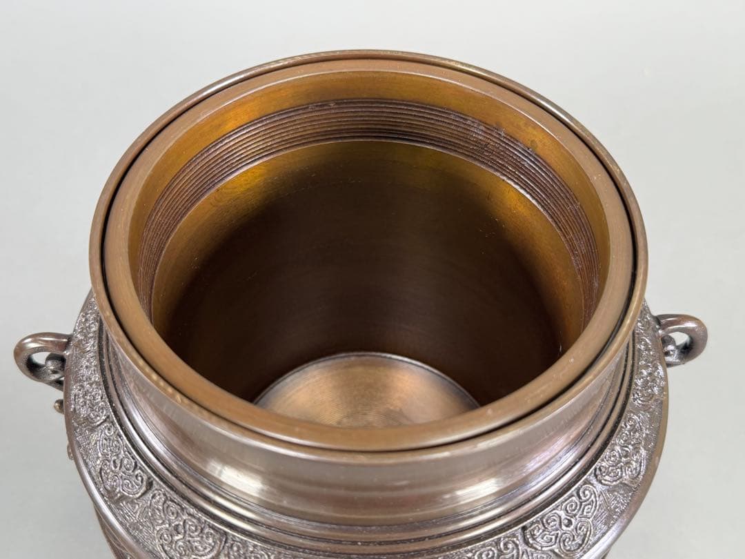 いけばな　池坊　鋳銅花器　陵山在銘 銅薄端　古流　未生流　龍生派 花瓶　華道具