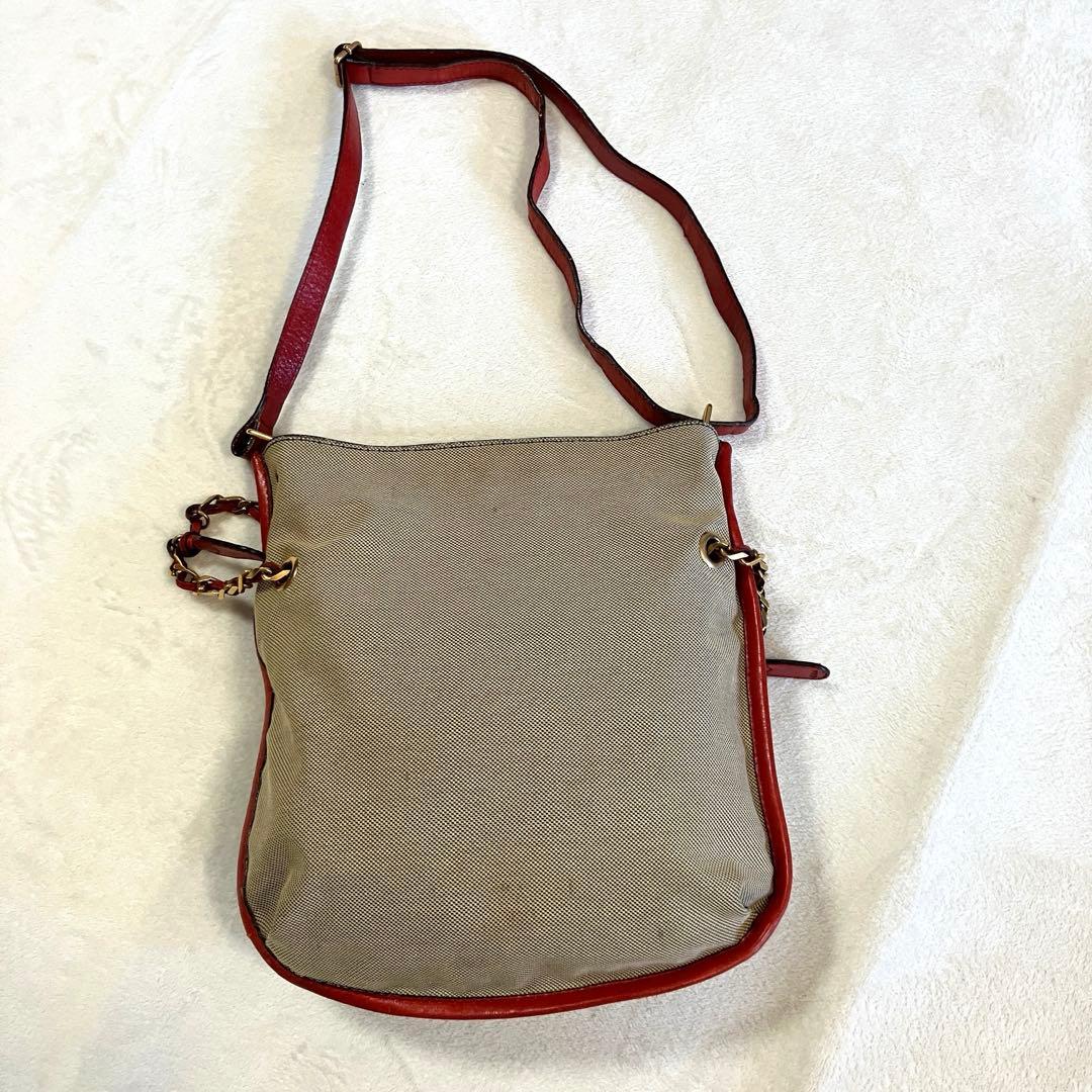 クロエ ハーレー キャンバス レザー ショルダーバッグ 斜め掛け 赤