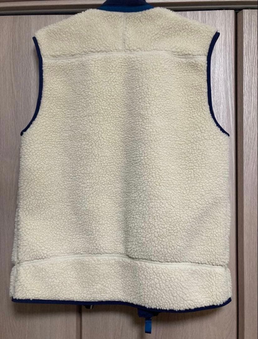 patagonia フリース ベスト S クリーム/ネイビー　レトロx