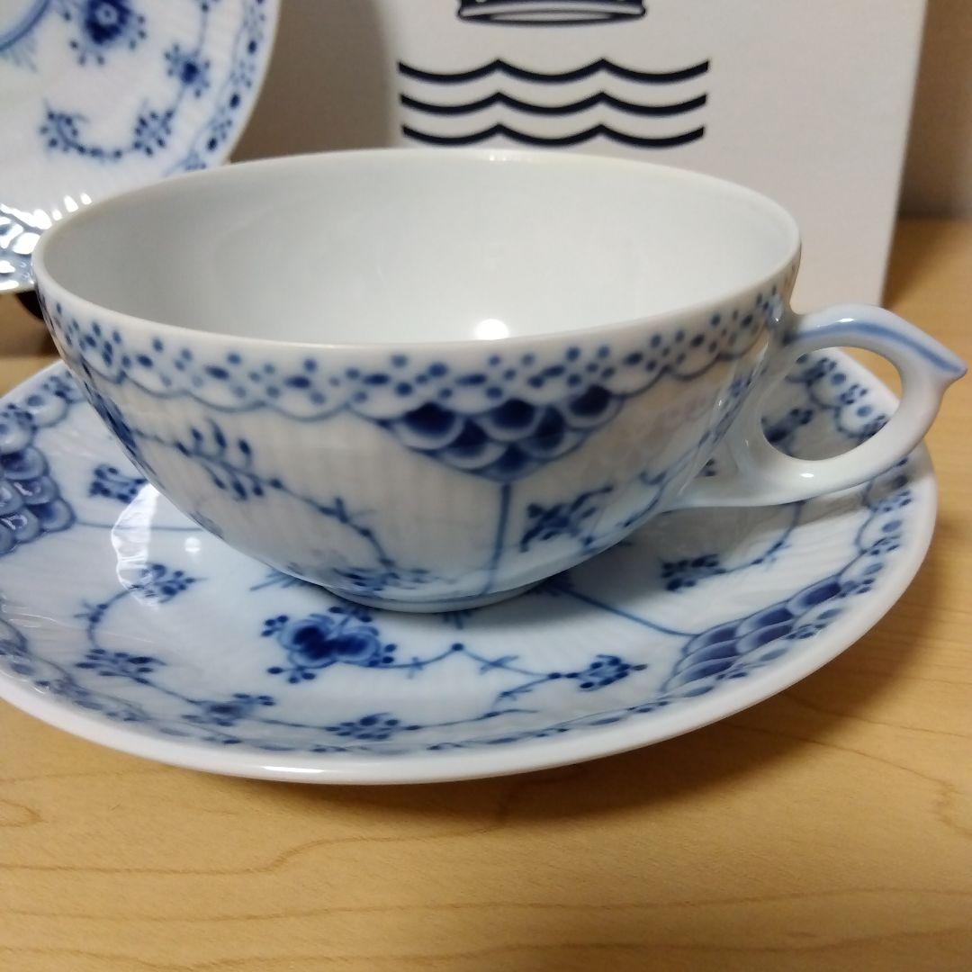  ハーフレース　カップ＆ソーサー ペア　2客