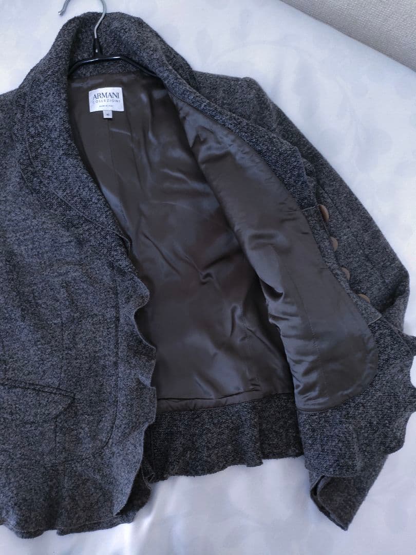 アルマーニコレツィオーニARMANI　フリル襟　ジャケット　コート　グレー　40