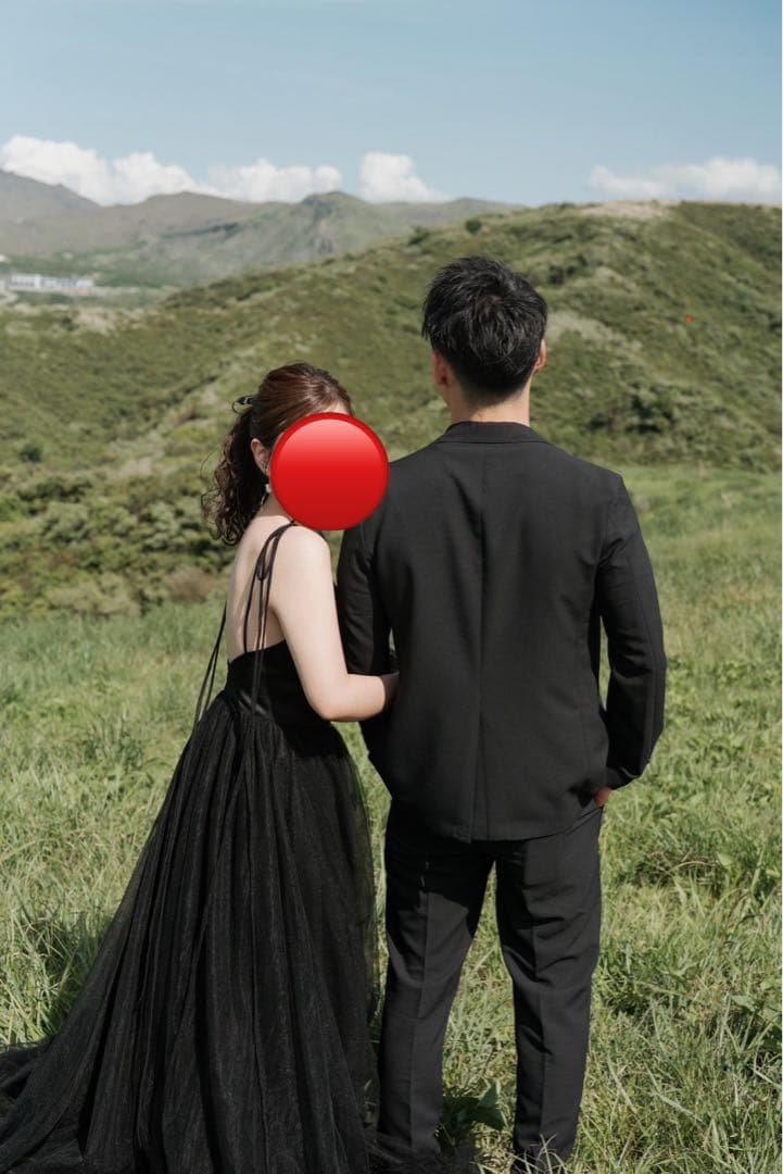 パーティードレス ブラック 前撮り ブライダル ロングドレス カラードレス