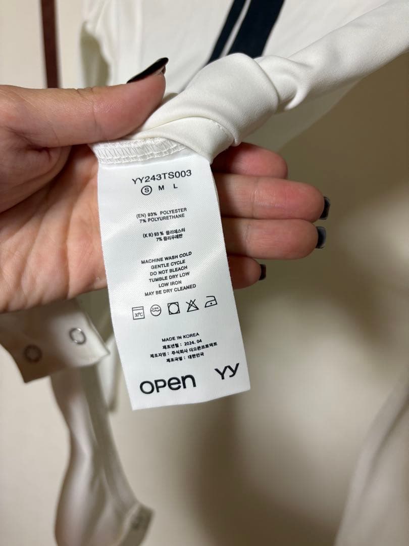 open yy ネクタイプリント 長袖ボディスーツ Sサイズ 韓国