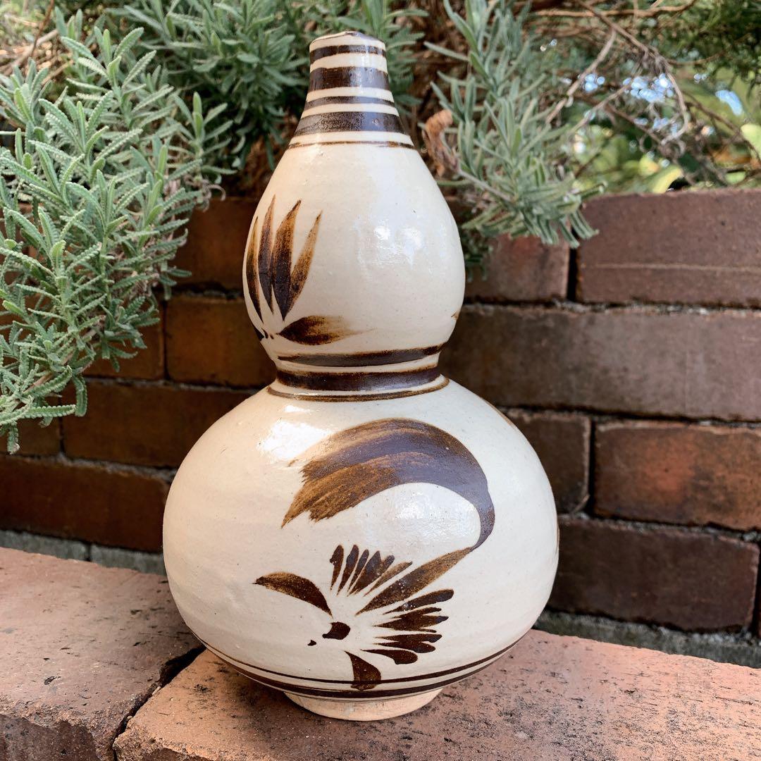 中国骨董　ひょうたん型　陶器　アンティーク　古美術　ひょうたん　花瓶　一輪挿し