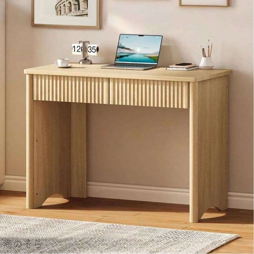 学習机 パソコンデスク シンプルデスク ナチュラル 引き出し付き 幅 100cm