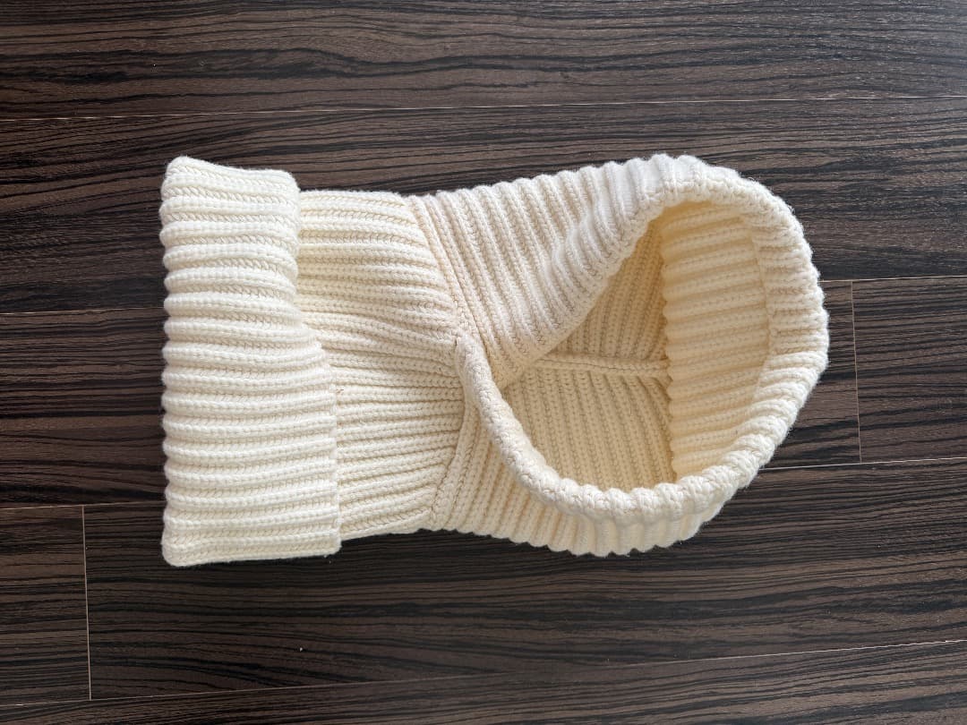 YVES SAINT LAURENT カシミヤ混ニットフードマフラー アイボリー