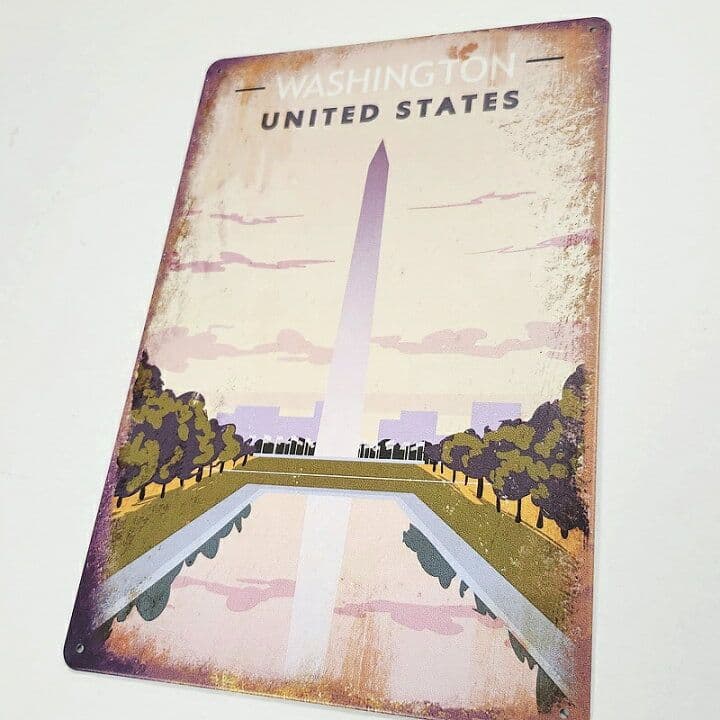 デザイン看板A4】ワシントン記念塔★ポスター絵インテリア壁掛けアメリカン雑貨お