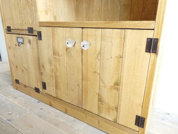 サイズデザインオーダー可！２バッタン観音扉キャビネットナチュラルブラウン受注製作