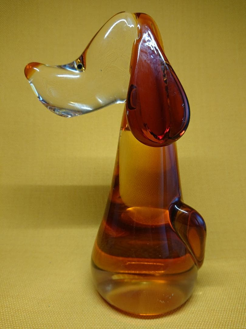 いぬ　犬　ダックスフント　ガラス　置物　インテリア　工芸品　美術品　A1549