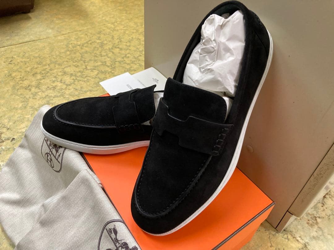 美品 エルメス HERMES ローファー スウェードレザー 41.5(26.5)