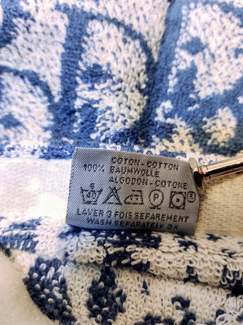 美品Diorディオール クッションカバートロッター柄ネイビー タオル生地