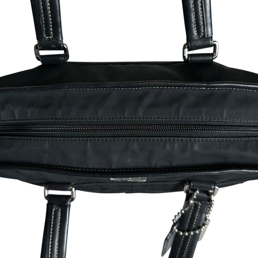 大容量　コーチ　2way ビジネスバッグ　ナイロン　レザー　ブラック