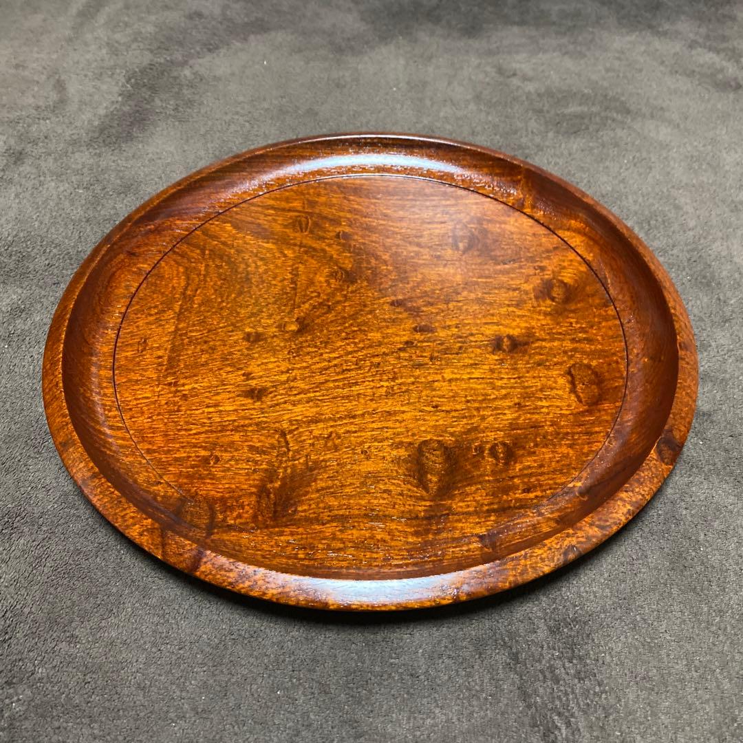 花梨　玉杢　浅盆　盆　トレー　30cm