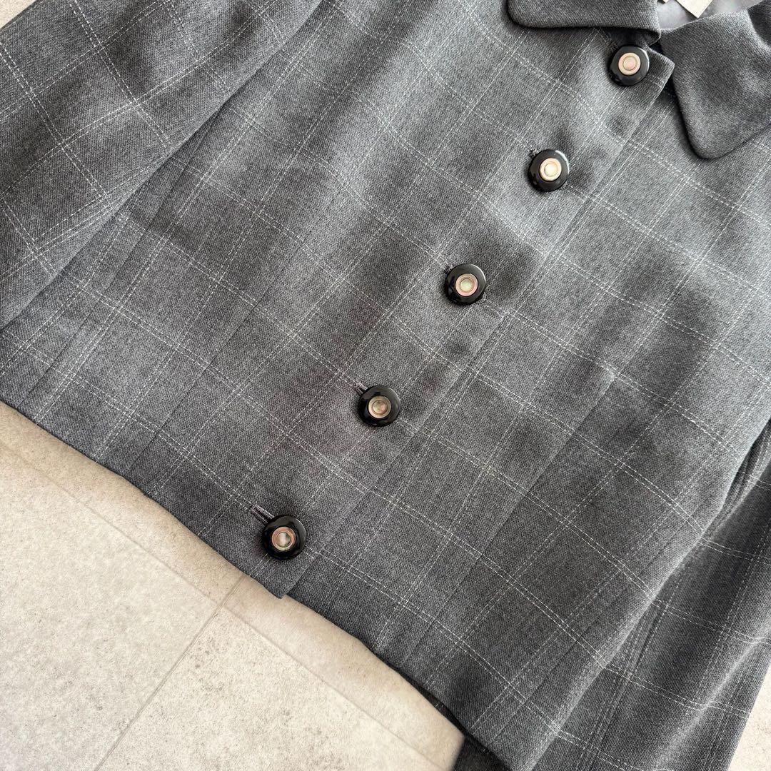 クリスチャンディオール　マドモアゼル　ジャケット　チェック柄　グレー　M　ウール