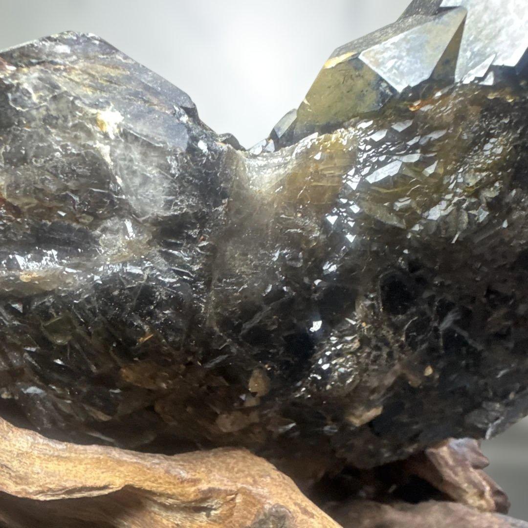 【高品質】山東省産 モリオン 原石 クラスター 台座付 書斎整理品