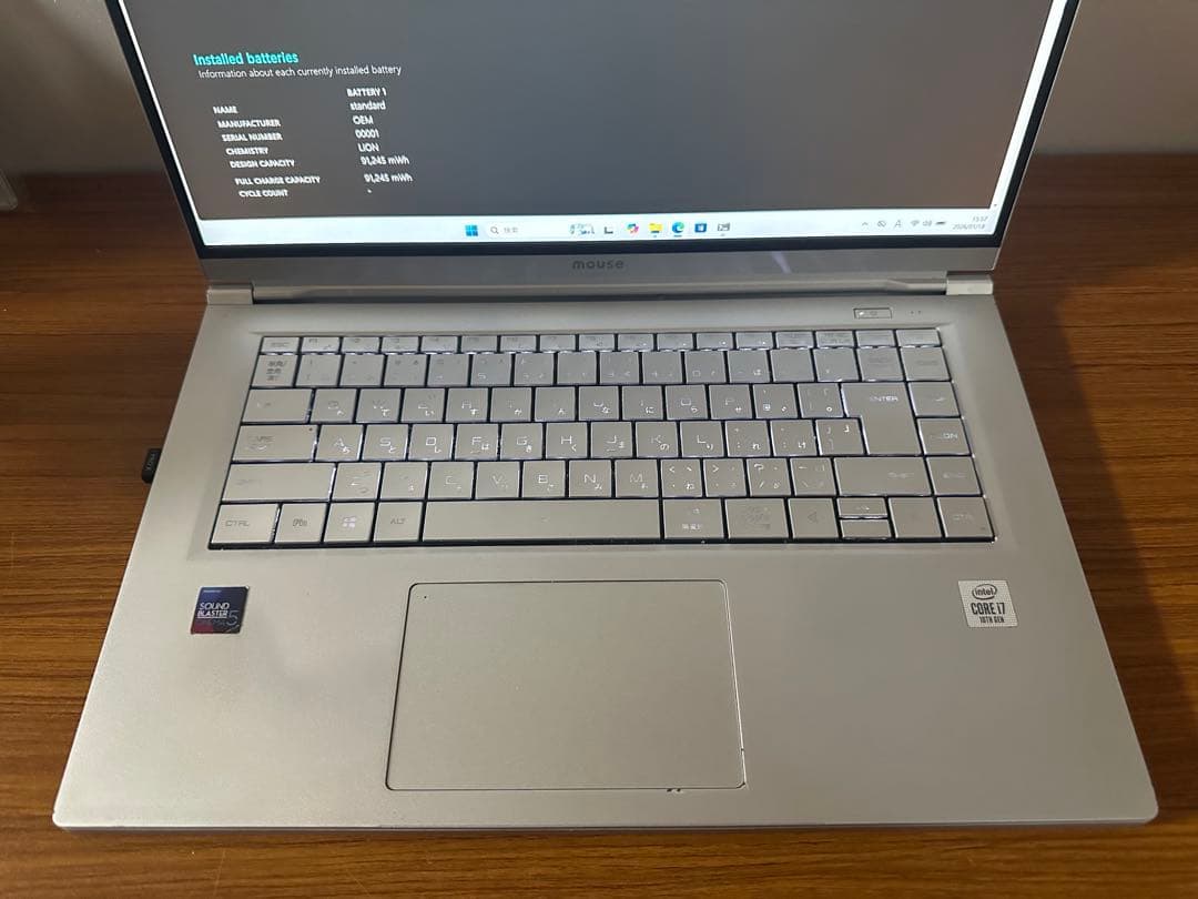 Windowsノート本体 3.Mouse X5 i7-10510 8Gb 256Gb NVMe