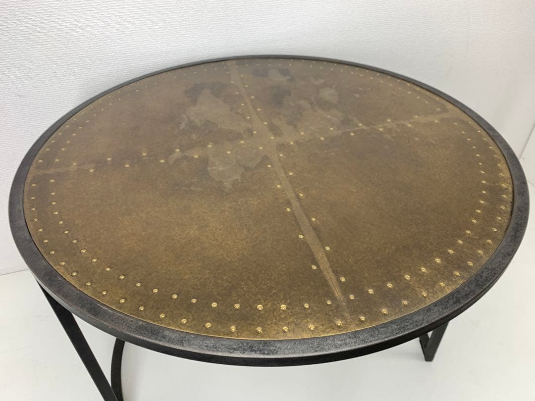 関家具 エルマ ラウンドサイドテーブル60 真鍮板 Φ60cm