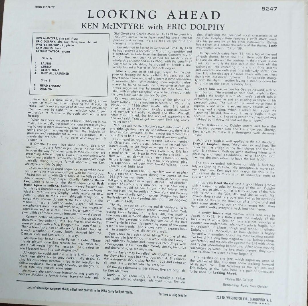 ジャズレコード　KEN McINTYRE/Looking Ahead