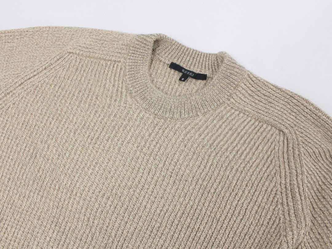 ▲美品 グッチ GUCCI グッチ リブ編 ニットセーター ベージュ Sサイズ