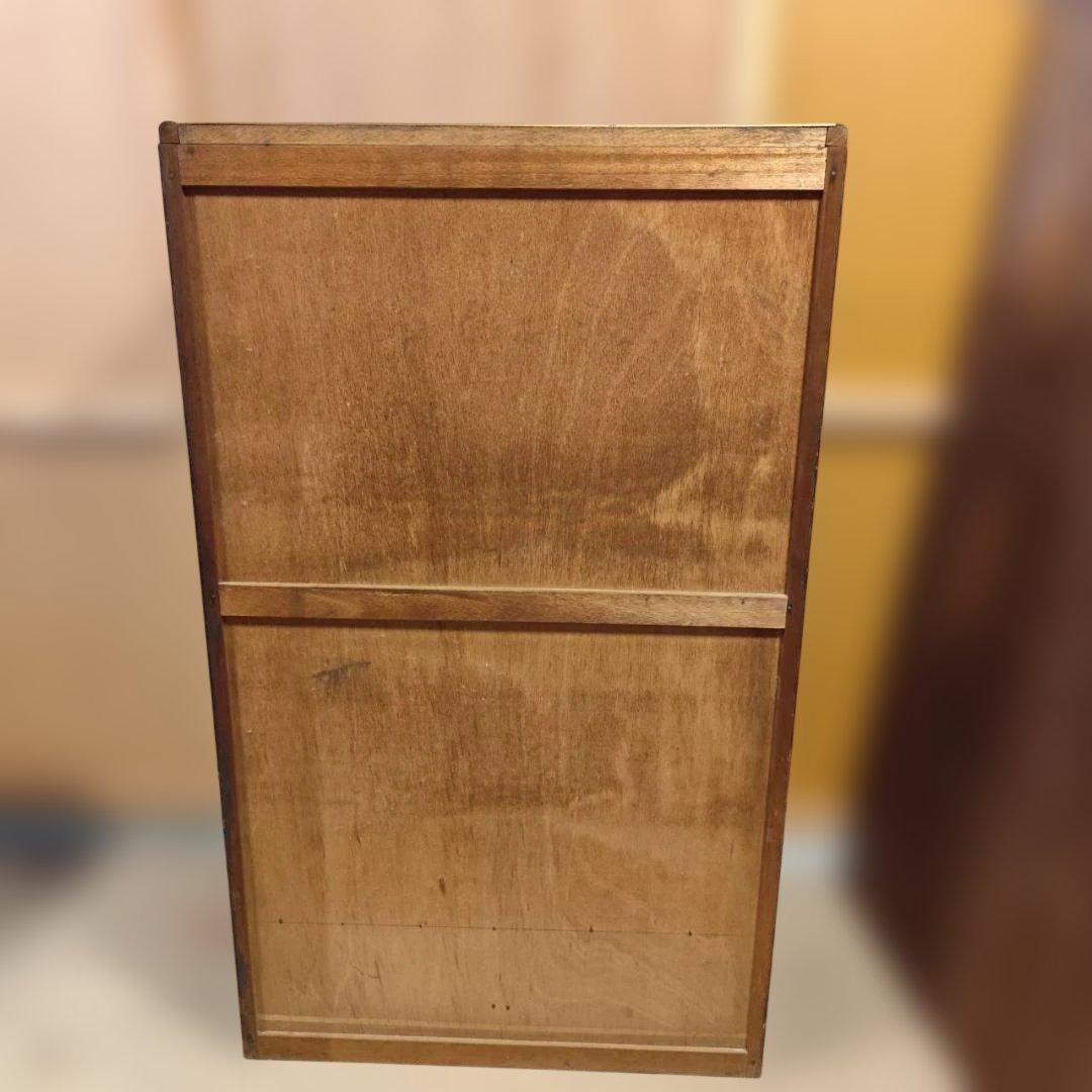 訳あり 昭和レトロ キャビネット モールガラス 収納棚 本棚 修復あり