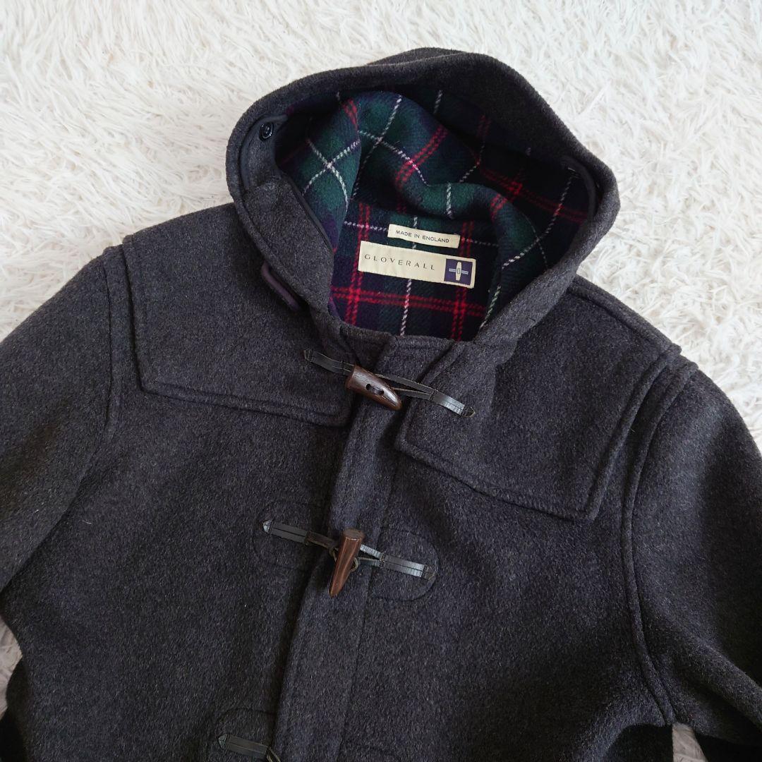 グローバーオール　ダッフルコート　グレー　裏地チェック　40　L相当　英国