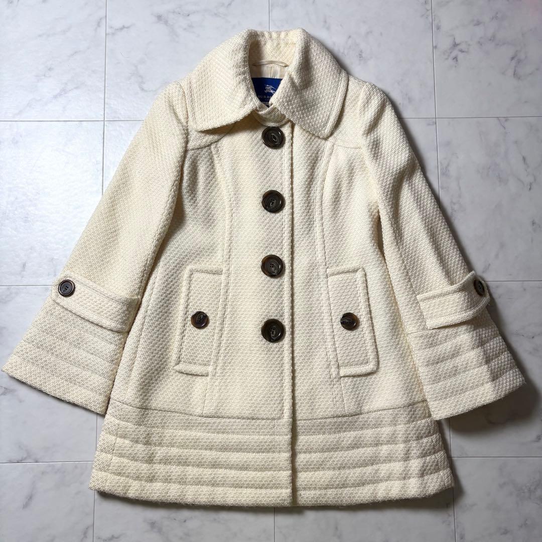 バーバリーブルーレーベル ツイード フレア袖 Aライン コート 38