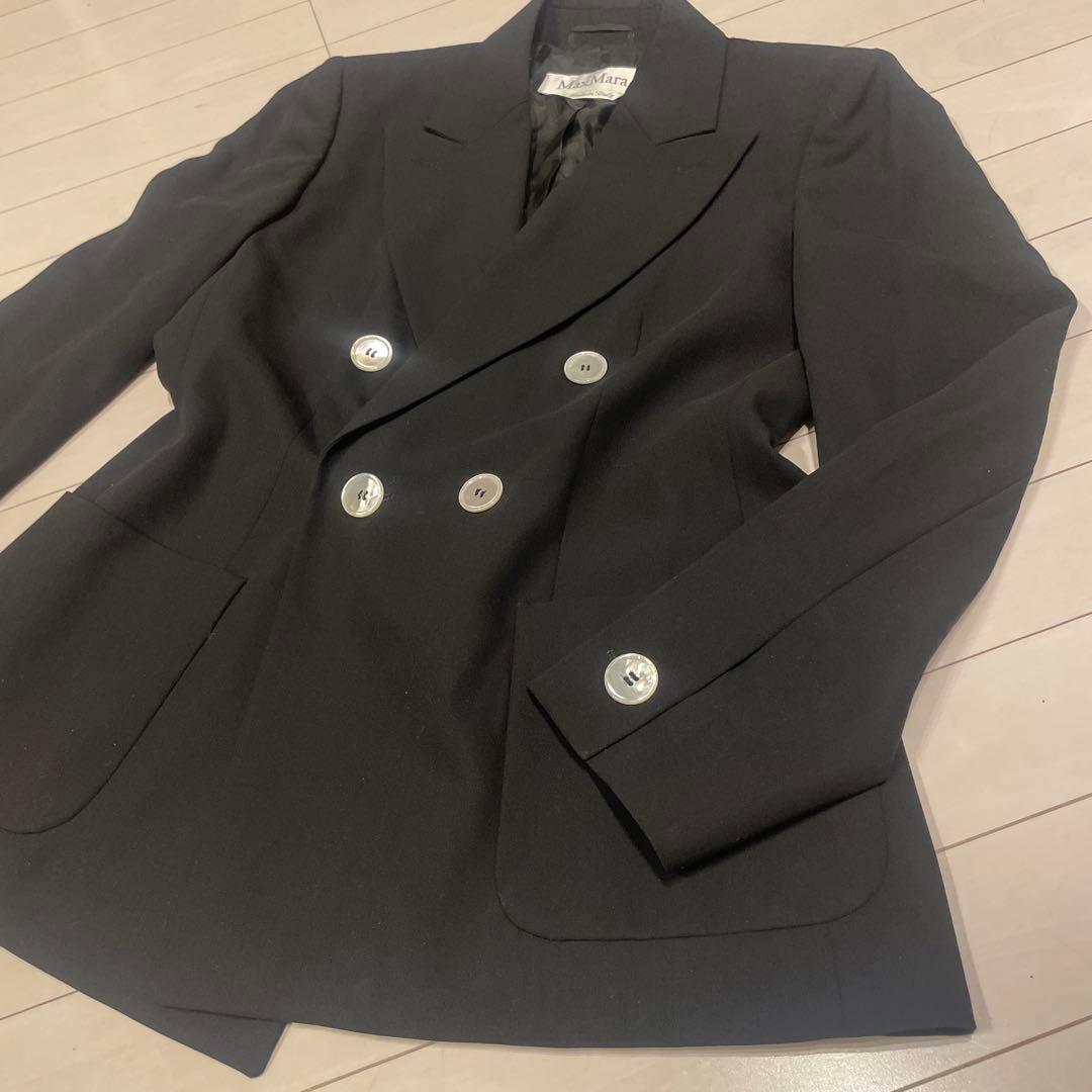 美品❤️Max Mara ダブルブレスト テーラードジャケット 黒　白タグ　L