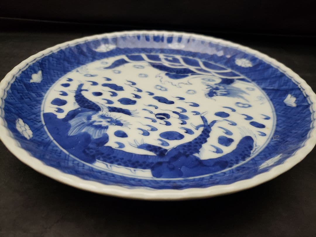 古伊万里　染付　雲龍文　六寸皿　5枚　成化年製　骨董品