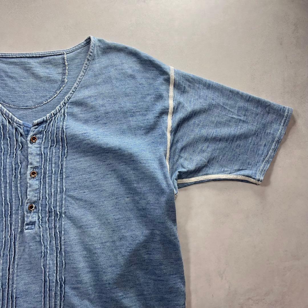 KAPITAL インディゴ ヘンリーネックポロシャツ キャピタル 襤褸